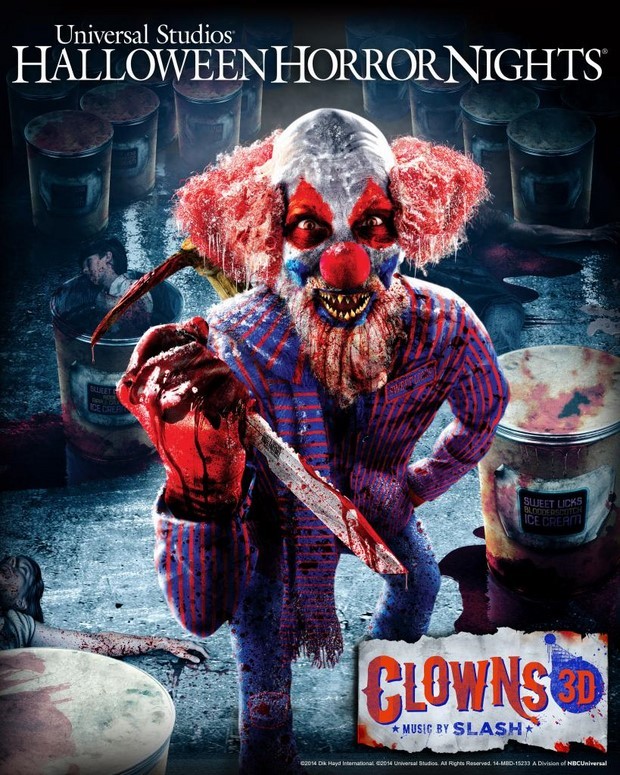 Halloween Horror Nights video dell'attrazione Clowns 3D con musica di Slash