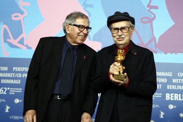 BERLIN, GERMANY - FEBRUARY 18: Italian directors Vittorio (R) and Paolo Taviani pose after receiving the Golden Bear prize awarded for their film 'Caesar Must Die' (Cesare deve morire) at the Award Winners Press Conference during day ten of the 62nd Berlin International Film Festival at the Grand Hyatt on February 18, 2012 in Berlin, Germany. (Photo by Andreas Rentz/Getty Images)