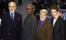 Christopher Lee, Samuel L. Jackson, George Lucas, Hayden Chritensen, premiere Star wars episode II attack of the clones, Londra 14 mag 2002