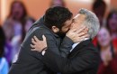 Dustin Hoffman kissed by French TV host Mouloud Achour, TV show 'Le Grand Journal, 27 mar 2013