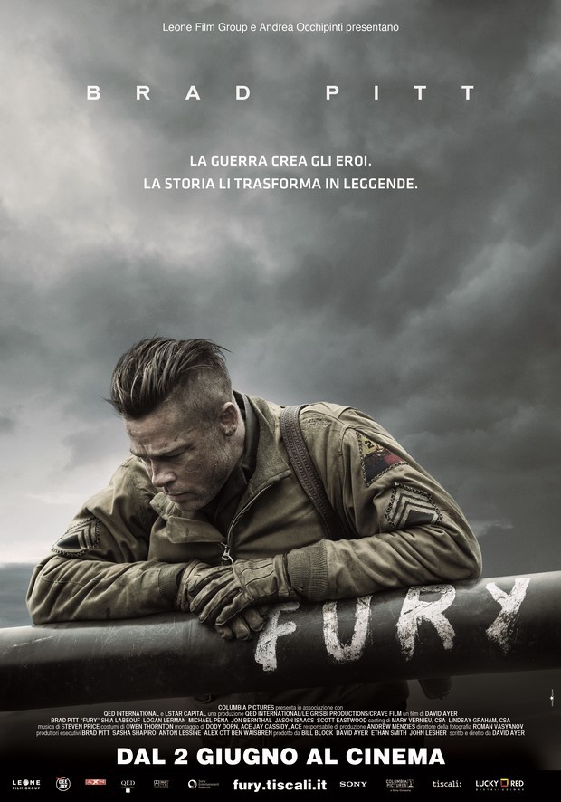 Fury locandina italiana del film di guerra con Brad Pitt