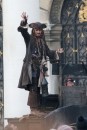 Johnny Depp sul set di Pirates of the Caribbean: On Stranger Tides al Royal Naval College indi Greenwich