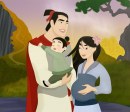 Shang e Mulan (ancora incinta!) con Chen. 