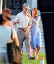 Ryan Gosling ed Emma Stone fotografati sul set di The Gangsters Squad